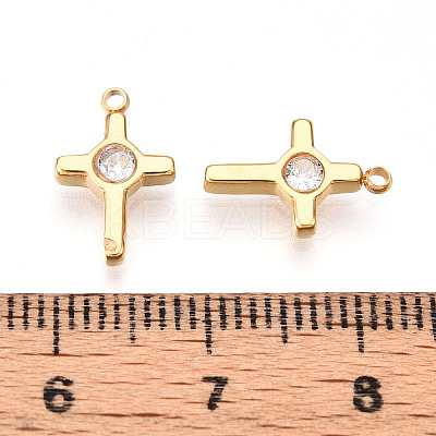 Ion Plating(IP) 304 Stainless Steel Micro Pave Cubic Zirconia Charms STAS-N110-01B-G-1