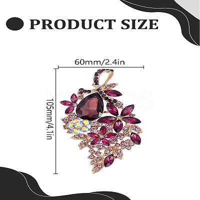 1Pc Flower Zinc Alloy Rhinestone Brooches JEWB-LP0004-22-1