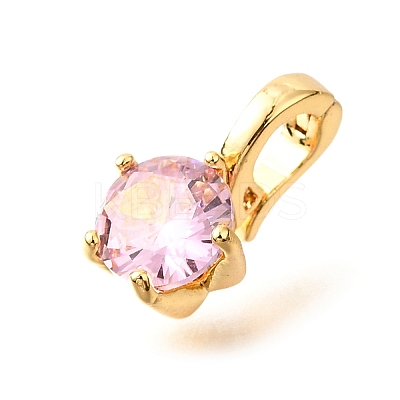 Brass Micro Pave Cubic Zirconia Charms KK-D356-05D-G-1