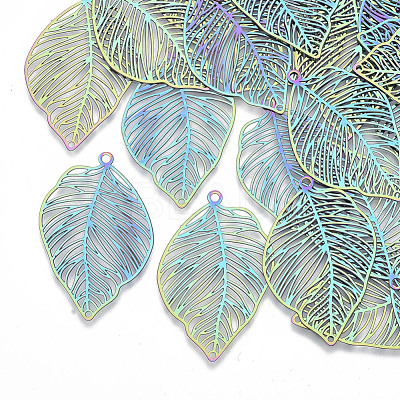 Ion Plating(IP) 201 Stainless Steel Filigree Pendants STAS-R102-34-1