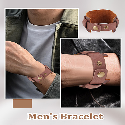 1Pc Punk Style PU Leather Cord Bracelets for Men BJEW-LP0001-19-1