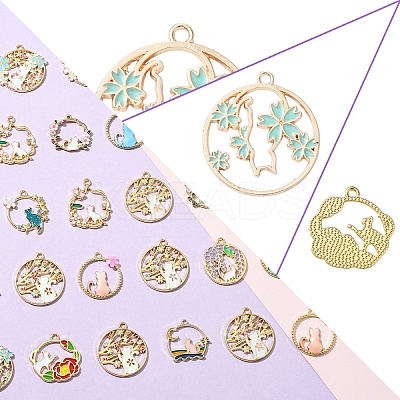36Pcs 18 Styles Alloy Enamel Pendants ENAM-YW0005-12-1