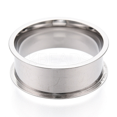 201 Stainless Steel Grooved Finger Ring Settings STAS-WH0047-8mm-23S-1