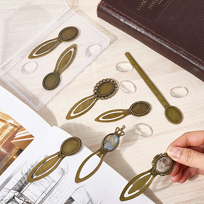 8Pcs 8 Styles Zinc Alloy Bookmark Cabochon Settings FIND-SC0015-24-1