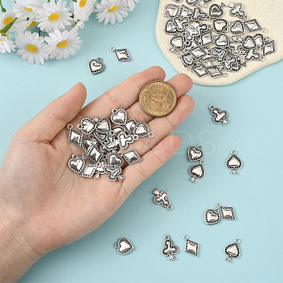 72Pcs 4 Styles Tibetan Style Alloy Pendants FIND-SC0019-40AS-1