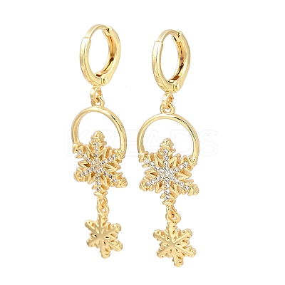 Brass Micro Pave Clear Cubic Zirconia Hoop Earrings EJEW-C157-02G-1