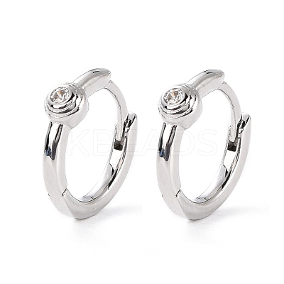 Rose Clear Cubic Zirconia Small Hoop Earring for Her EJEW-C002-08P-RS-1