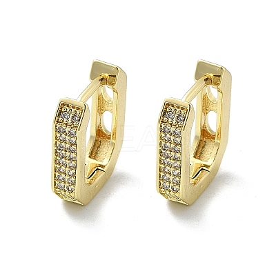 Oval Brass Micro Pave Clear Cubic Zirconia Hoop Earrings EJEW-D311-047G-1