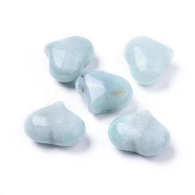 Natural Flower Amazonite Heart Palm Stone G-F659-A10-1