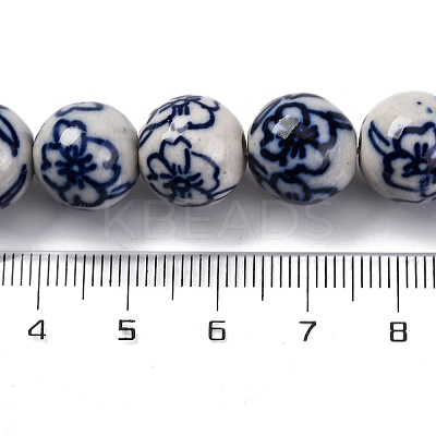Handmade Blue and White Porcelain Beads Strands PORC-I027-01D-1