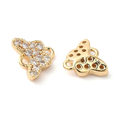 Brass Pave Clear Cubic Zirconia Connector Charms KK-G503-34G-1