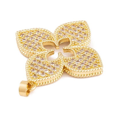 Rack Plating Brass & Clear Cubic Zirconia Pendants X-KK-S374-01G-1