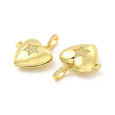 Brass Micro Pave Clear Cubic Zirconia Locket Pendants KK-H441-45LG-1