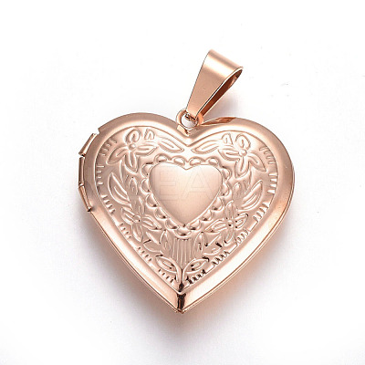 304 Stainless Steel Locket Pendants STAS-O116-04G-RG-1