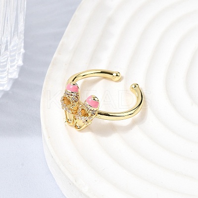 Brass Micro Pave Cubic Zirconia Cuff Open Rings for Women RJEW-B160-08G-01-1