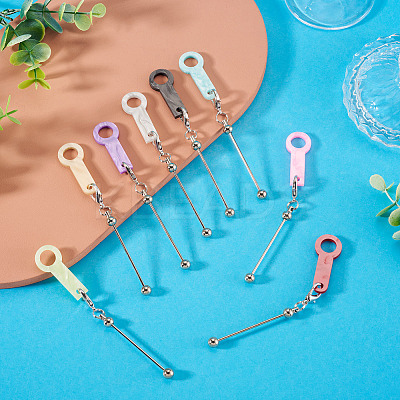 8Pcs 8 Colors Acrylic Straw Pendant Beadable Bar HJEW-TA0001-48-1