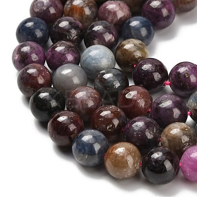 Natural Red Corundum/Ruby and Sapphire Beads Strands G-C259-B07-10mm-1