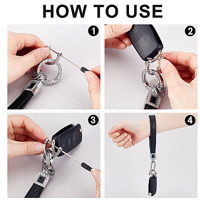 2 Sets 2 Colors Alloy with PU Leather Keychains KEYC-PH0002-14A-1