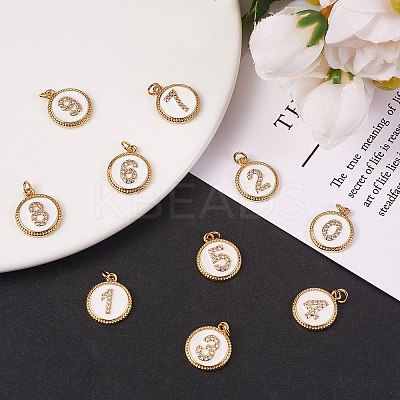 10Pcs 10 Style Brass Micro Pave Clear Cubic Zirconia Charms ZIRC-SZ0001-53-1