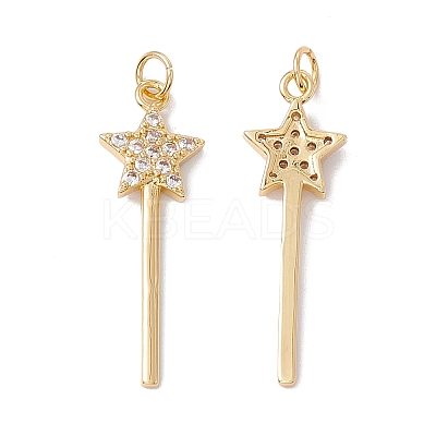 Rack Plating Brass Micro Pave Clear Cubic Zirconia Pendants X-ZIRC-C040-36G-1