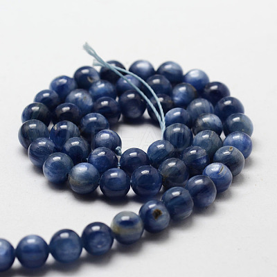 Natural Dyed & Heated Grade AA Kyanite/Cyanite/Disthene Round Bead Strands G-O143-07-8mm-1-1