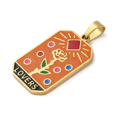 Ion Plating(IP) 304 Stainless Steel Enamel Pendants STAS-Q003-01G-012-1