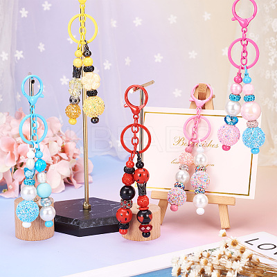 5Pcs 5 Colors Alloy & Iron Beadable Bar Keychain for DIY Crafts Jewelry Making KEYC-TA0001-28-1