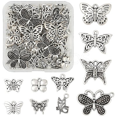 50Pcs 10 Styles Tibetan Style Alloy Pendants FIND-YW0006-94-1