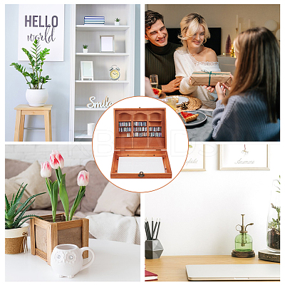Wood Bookshelf with Books Mini Model DJEW-WH0596-027-1