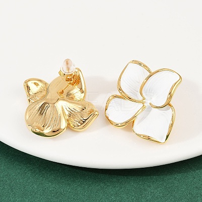 304 Stainless Steel Enamel Flower Stud Earrings LS-EJEW-A138-02G-1