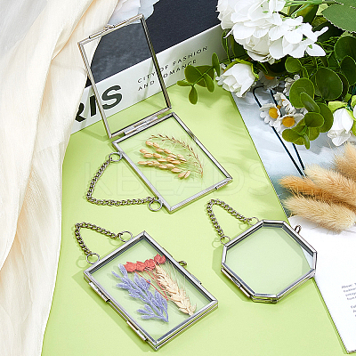3Pcs 3 Styles Glass Hanging Photo Frame HJEW-DC0001-18-1