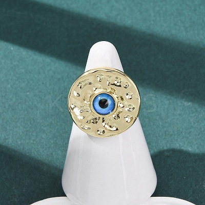 Brass Enamel Cuff Rings for Women RJEW-K264-05G-1