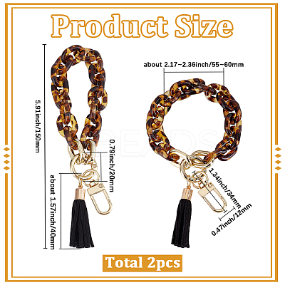 2Pcs Acrylic Cable Chain Bracelet Pendant Decorations AJEW-SC0003-71B-1