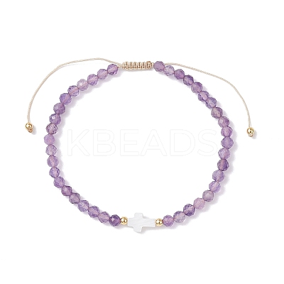 Natural Amethyst Beaded Braided Bead Bracelets for Women BJEW-JB12211-02-1