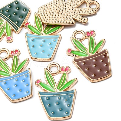 6Pcs 6 Colors Alloy Enamel Pendants ENAM-YW0002-47-1