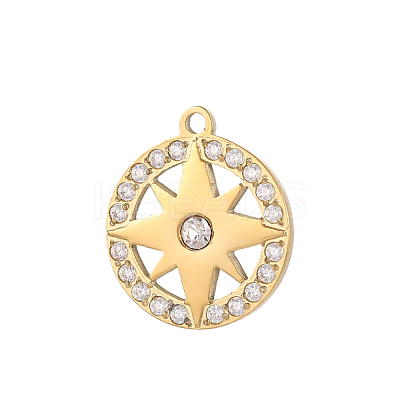 304 Stainless Steel Micro Pave Cubic Zirconia Pendants STAS-OY008-66G-1