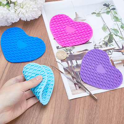 4Pcs 4 Colors Silicone Hot Resistant Cup Mats AJEW-GF0008-28B-1