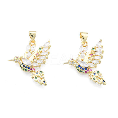 Brass Micro Pave Colorful Cubic Zirconia Pendants ZIRC-N039-269-1