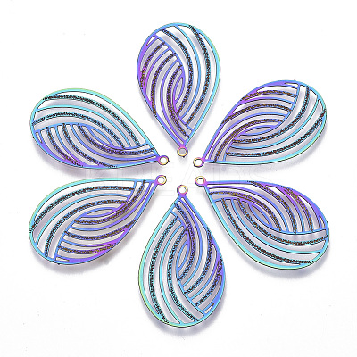 Ion Plating(IP) 304 Stainless Steel Filigree Pendants LS-X-STAS-T057-06-1