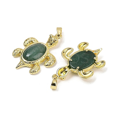 Natural Green Aventurine & Brass Pendants KK-F887-01G-20-1