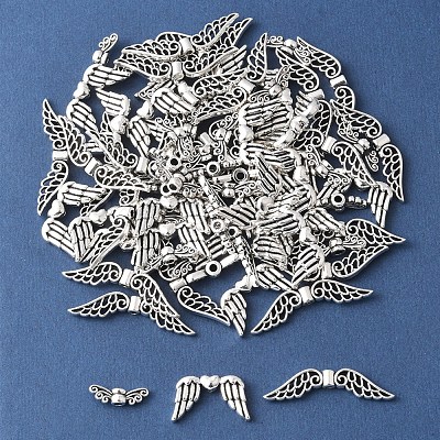 75Pcs 3 Styles Tibetan Style Alloy Fairy Wing Beads TIBEB-FS0001-15-1