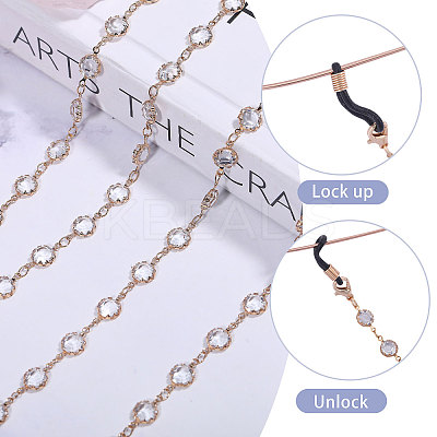 Rhinestone & Alloy Beaded Chains Neck Strap for Eyeglasses AJEW-WH0609-307KCG-1