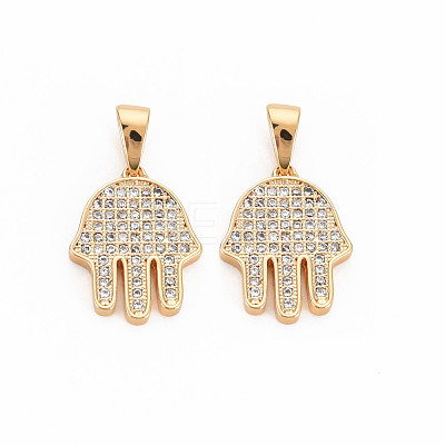 Brass Micro Pave Clear Cubic Zirconia Pendants KK-S364-266-1