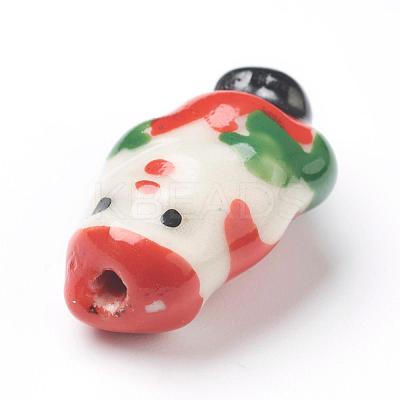 Handmade Porcelain Christmas Santa Claus Beads Strands PORC-G006-18-1