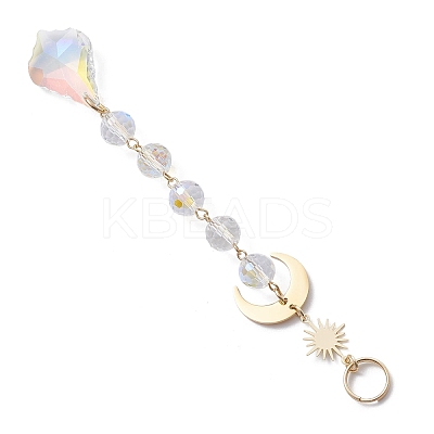 3Pcs Glass Teardrop Round Leaf Hanging Suncatchers Sets HJEW-JM04603-01-1