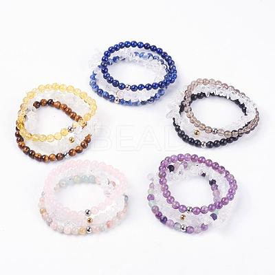 Natural Mixed Gemstone Stretch Bracelets BJEW-JB03365-1