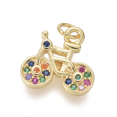 Brass Micro Pave Cubic Zirconia Charms X-ZIRC-I032-67G-1