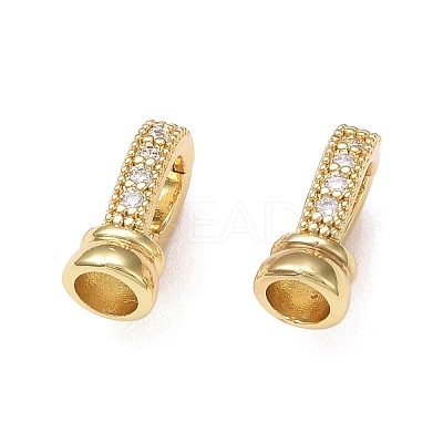 Rack Plating Brass Micro Pave Clear Cubic Zirconia Fold Over Clasps KK-E080-02G-1