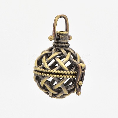 Vintage Filigree Round Brass Cage Pendants LS-KK-D389-15AB-1
