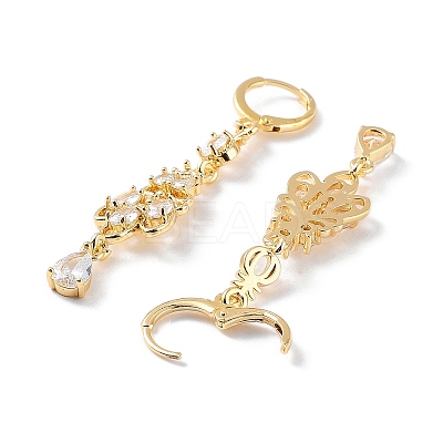 Rack Plating Golden Brass Dangle Leverback Earrings EJEW-A030-01A-G-1